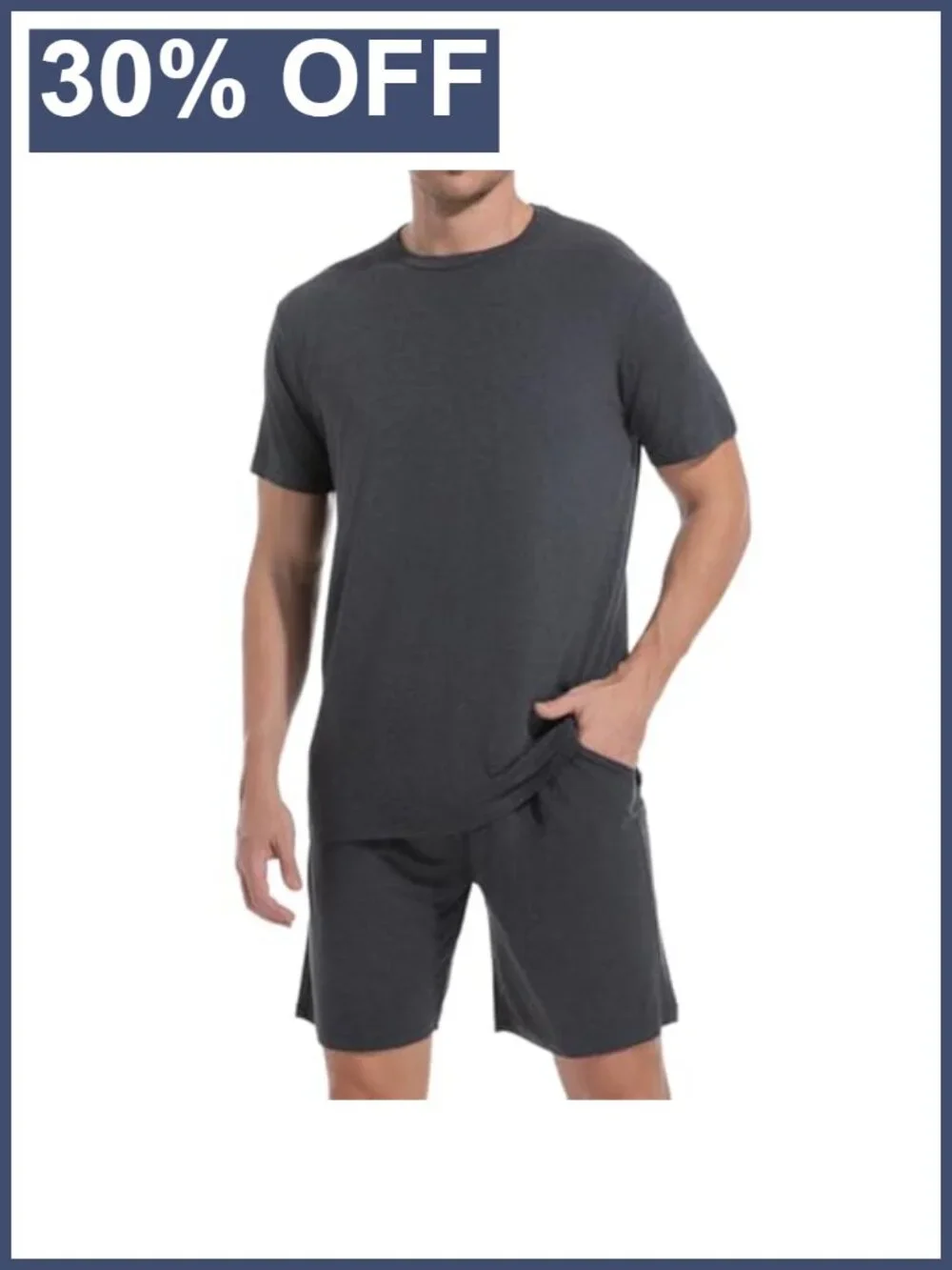 Men's Pajama Set Shorts - Rayon Spandex Summer Sleepwear